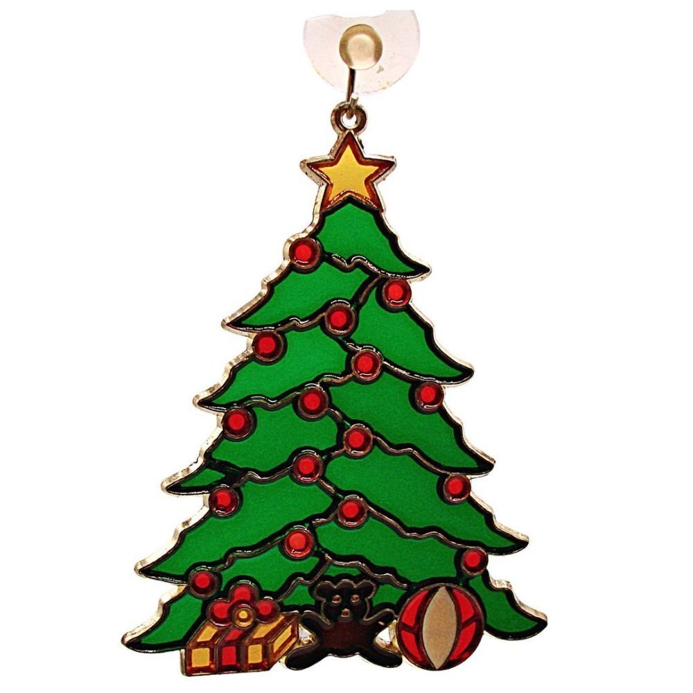 Vintage Acrylic Suncatcher Ornament Christmas Holiday Tree Window Hanging 6x4"